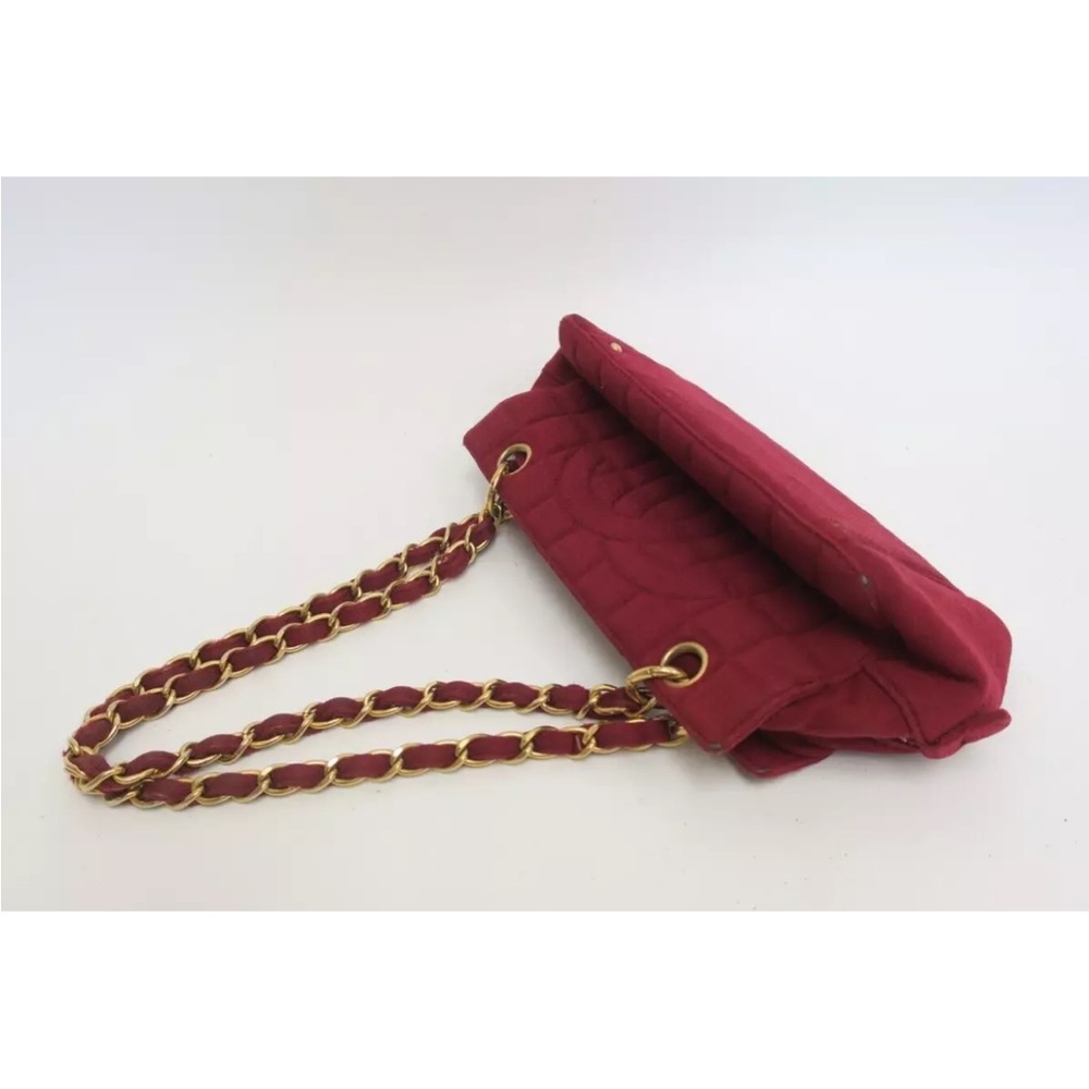 SOLD❤️ CHANEL Chocolate Bar CC Red Canvas Double Chain Shoulder Crossbody Bag - Picture 9 of 16